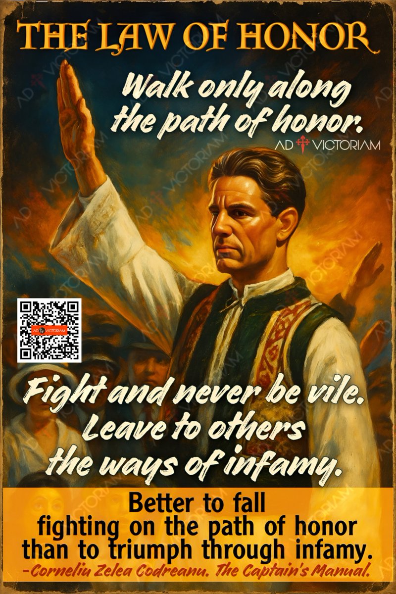 Ad_Victoriam_OF's tweet photo. ⚔️THE LAW OF HONOR
#Codreanu #todaytrending #UnDíaComoHoy https://t.co/PScoVnDH17