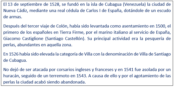 javierleoncio49's tweet photo. El 13 de septiembre de 1528, hoy hace 498 años, se fundó en la isla de Cubagua (Venezuela) la ciudad de Nueva Cádiz, mediante una real cédula de Carlos I de España. 
@ElNacionalWeb,@anhvenezuela,@EmbaVEespana,@EmbEspVenezuela,#cubagua,#Venezuela https://t.co/rfiSH1v8pU