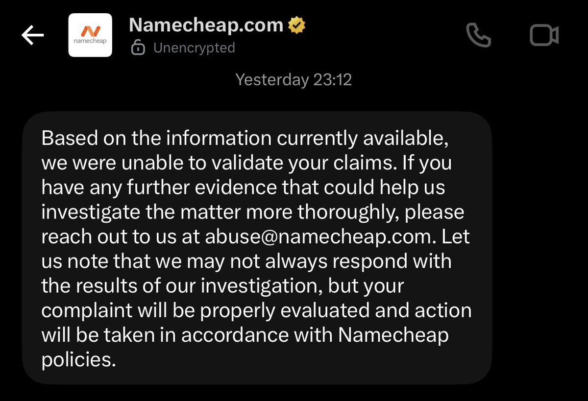 DrugControlAuth's tweet photo. @Namecheap thank you for finally suspending one after we had to publicly shame you into clicking a link.

Now do it again. Same controlled substances. Same no pharmacy licence. Same you as registrar. Same "we couldn't validate your claims" response from your abuse team. Same us proving you wrong. Third time now.

At what point does your abuse department actually open a URL before hitting the "unable to validate" template?

Screenshots and WHOIS enclosed in your DMs. Again.

@ICANN how many times does an ICANN-accredited registrar get to say "we couldn't validate" a site openly selling Class C controlled substances before it becomes a Section 3.18 compliance issue? Asking for everyone who files abuse reports.