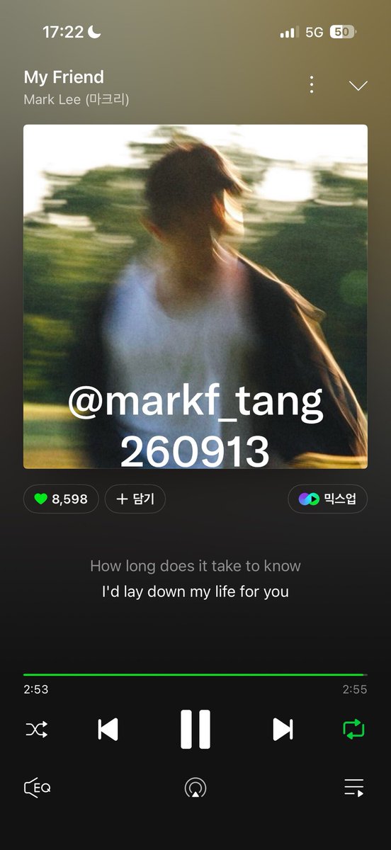 markf_tang's tweet photo. @upperroomlabel #MarkLee #마크리 
#MyFriend_MarkLee 
#MyFriend_Streaming 
17시 인증완🍏 https://t.co/89QbFxDRWC