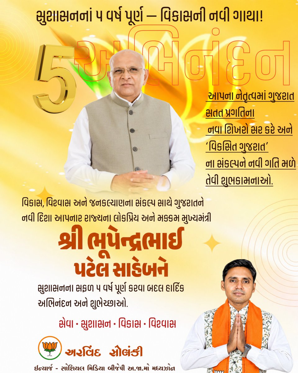 duo_pleyer's tweet photo. મૃદુ અને મક્કમ નેતૃત્વના ધની શ્રી ભૂપેન્દ્રભાઈ પટેલ @Bhupendrapbjp
સાહેબ ને મુખ્યમંત્રી તરીકે 5 વર્ષનો કાર્યકાળ પૂર્ણ કરવા બદલ હાર્દિક અભિનંદન https://t.co/Zi99RjF3Yy