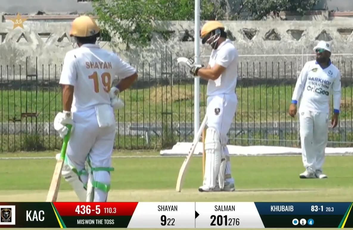Amtyaz86's tweet photo. Salman Ali Agha enters the record books! 👏🔥

Kingsmen Academy vice-captain has smashed his maiden double century in first-class cricket! 💯💯 https://t.co/ueoWyu92b3