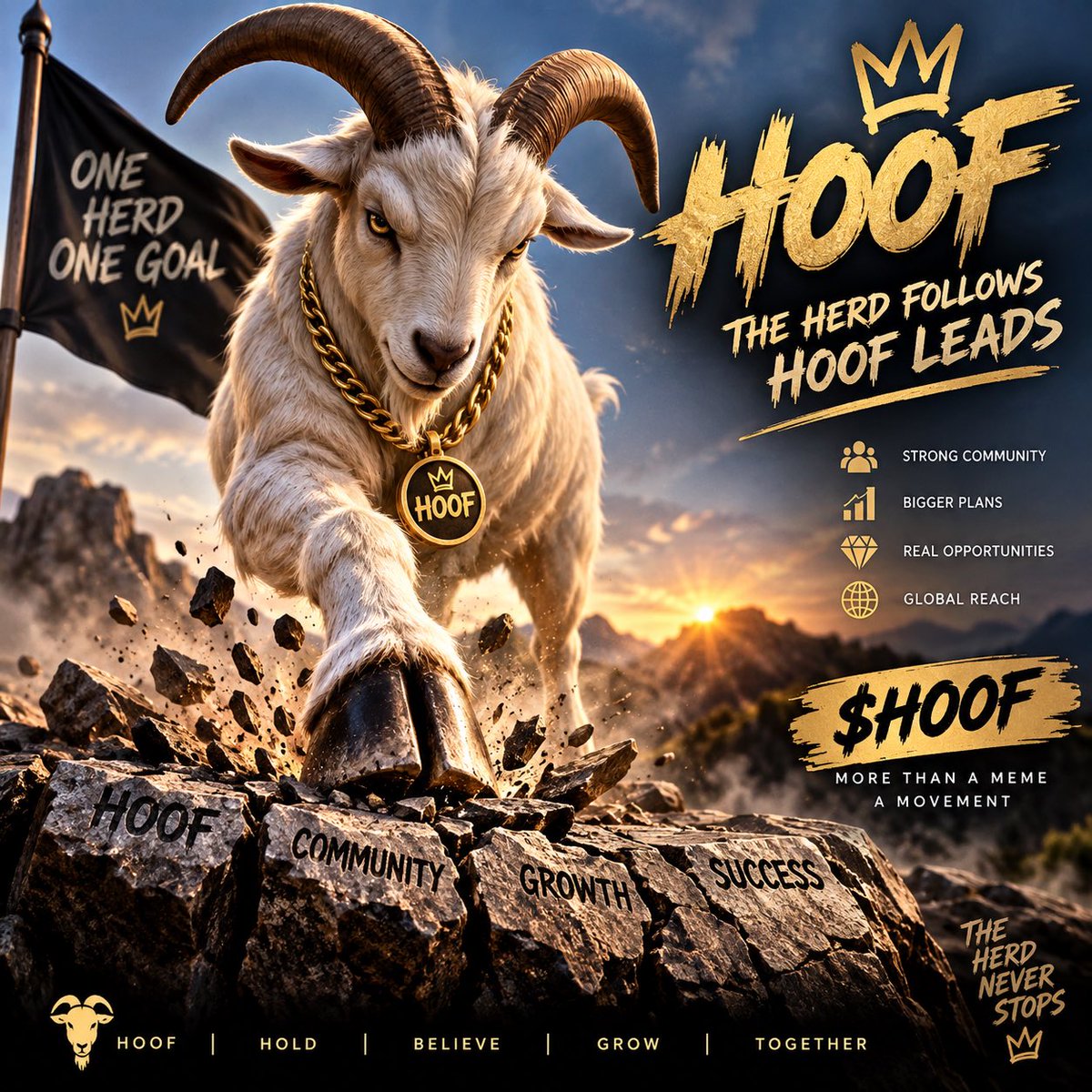 HOOFROYALE's tweet photo. You hear that? 🐐💥

That’s the sound of the herd coming.

One herd. One goal.

THE HERD FOLLOWS. HOOF LEADS.

$HOOF 🐐

#HOOF #Solana #Memecoin #CryptoCommunity https://t.co/NqQYB3xLhi