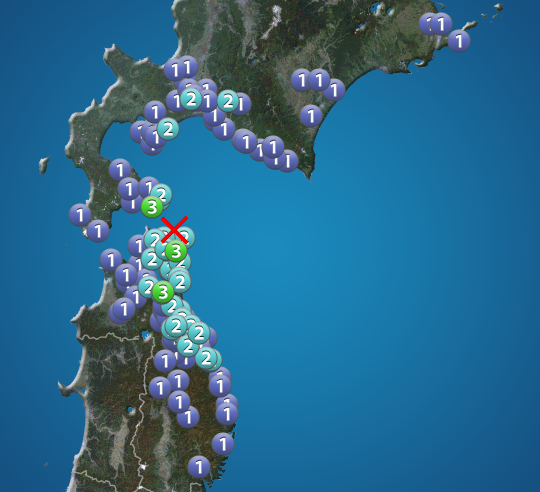 wni_jp's tweet photo. 【地震情報】
9月13日 17:31 震度3
震源：津軽海峡 M4.5 深さ約120km
この地震による津波の心配はありません。
https://t.co/zNa8WophxI https://t.co/MKHCP6vAwU
