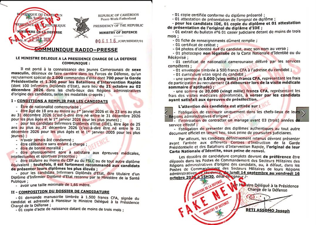 MrRockFeller's tweet photo. *URGENT*🛑🛑🛑

MINDEF.

Le Ministère de la défense dément le communiqué qui lui est attribué, au sujet d'un prétendu recrutement de 2000 Commandos sensé se dérouler du 21 Octobre au 02 Décembre 2026.

©CDL INFO. https://t.co/wBzsNTpO9J
