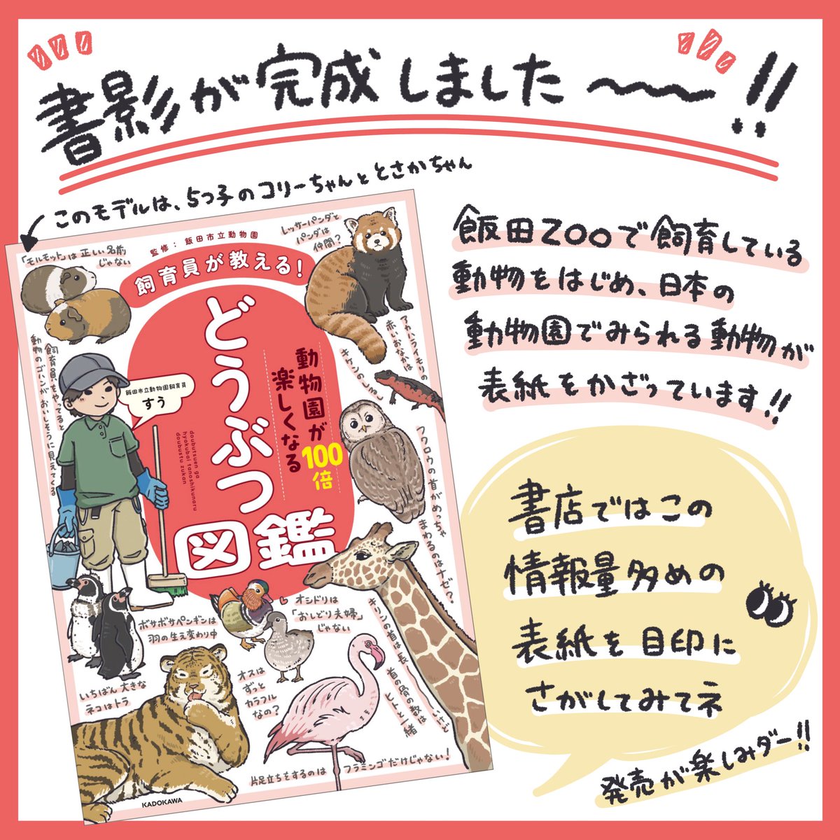iidazoo's tweet photo. #飼育員が教える動物園が100倍楽しくなるどうぶつ図鑑

⭐️書影解禁ｯｯ⭐️

わちゃわちゃしてて楽しげな感じに仕上がりました🙌

これは…ワクワクするッ…!!🤩

https://t.co/oj4vhWCSWW

┈┈┈┈┈┈┈┈┈┈
⬇️ツリーに発売日変更のお知らせがあります！あわせてご覧ください🙇‍♀️

 #飯田市立動物園 https://t.co/9aWZIv7cej