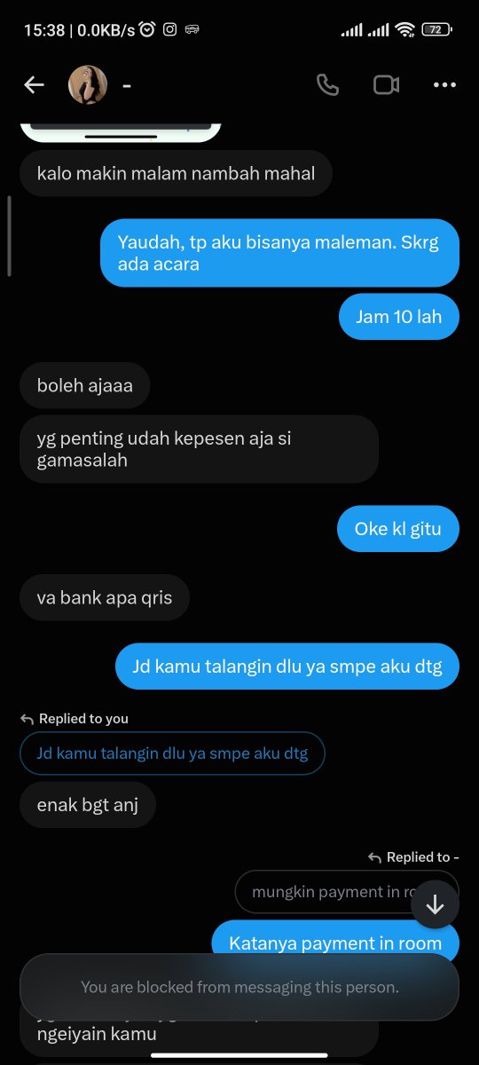 urcouplefantasy's tweet photo. @aniesa8879 Keliatannya dia jg msh amatir, blgnya payment in room (udh kyk open bo, tp ktny ga). Eh bnr aja wkt mau book online lngsng minta payment. Itu namanya bukan payment in room pea, ga ngerti english apa gmn si.

Giliran dikasih win win solution malah gitu langsung block, so freak. https://t.co/0buIJeCUbv