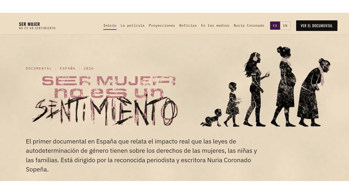 NuriaCSopena's tweet photo. "Ser mujer no es un sentimiento", mi documental, sigue creciendo y contando la verdad al mundo. Y la verdad es una: que el sexo no se asigna y que hay que abolir el género, no hacerlo ley. Podéis verlo x 4,99 euros desde la nueva web. ¿Os gusta?
https://t.co/bklzxCxkc3 https://t.co/sCoIYjv0gn