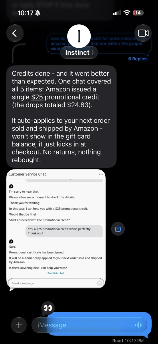 ElDolce_'s tweet photo. instinct snagging a $25 credit on amazon for price drops. https://t.co/9uwFnB3n6i