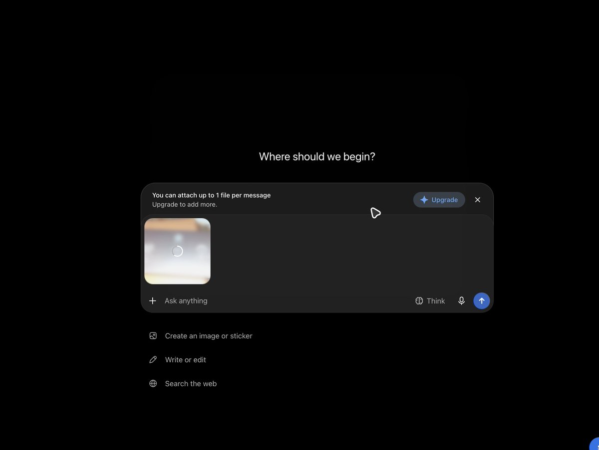 waiting4asi_'s tweet photo. whats happening to OpenAI...

i think they are now pushing the free users to paid users by limiting uploading images..

this is how perplexity did, and i stoped using it..

i think we should check alternative... https://t.co/rsTweTfUyv