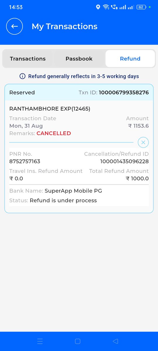 Roopeshjain5's tweet photo. @AshwiniVaishnaw @RailMinIndia @RailwaySeva 
Guys are u serious My ticket was cancelled due to waiting on 31 August. But my refund is not received till date.Also I mailed regarding this to railone.support@cris.org.in but not received my money. Plz look into this ASAP https://t.co/ZF2zirm3OP