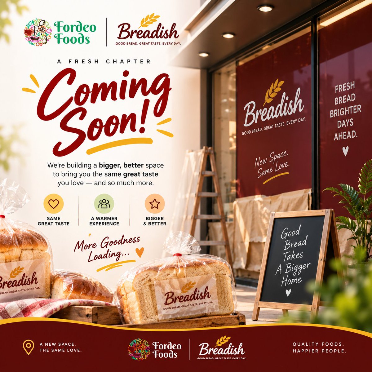 mybreadish's tweet photo. Something good is baking… and it’s worth the wait. 🍞✨
We’re not open just yet, but we’re getting closer.
Breadish is coming soon. ❤️
A proud Fordeo Foods brand.
#Breadish #FordeoFoods #ComingSoon #FreshNewChapter #LagosFood https://t.co/y0w8x20Zkz