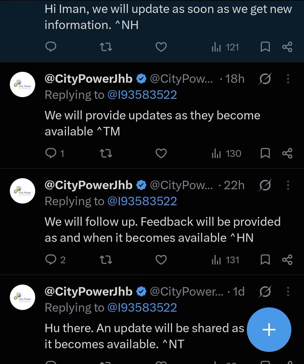 I93583522's tweet photo. @CityPowerJhb YOU DID NOT PROVIDE ANY NEW INFORMATION WITHIN THE LAST 24 HOURS https://t.co/9dVpiD6nso