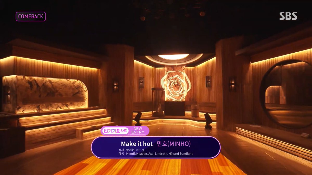 retrotesque's tweet photo. inkigayo never fails in delivering set design 😭 
a whole beautiful sauna set for minho's 3 mins appearance... https://t.co/b4jFezJCOL