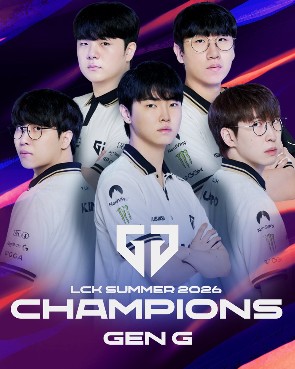 OTP_LoL's tweet photo. DE RETOUR AU SOMMET !

LES GEN.G SONT CHAMPIONS DU SUMMER SPLIT DE LA LCK 2026 🏆 https://t.co/yRAOmp14JO