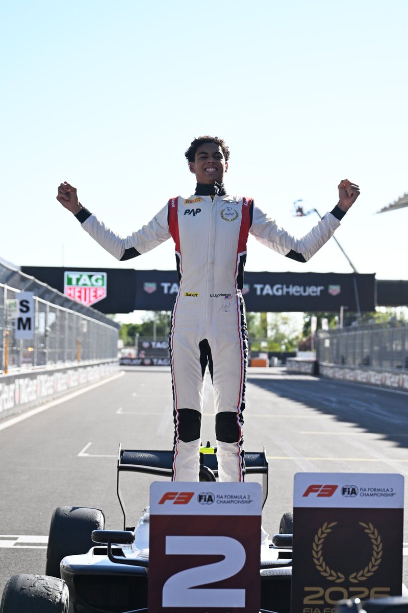 Formula3's tweet photo. THE MOMENT HE'S BEEN WAITING FOR! 🥹👊

2026 FIA FORMULA 3 CHAMPION, UGO UGOCHUKWU! 🏆

#F3 #SpanishGP https://t.co/NyDeL7GL2n