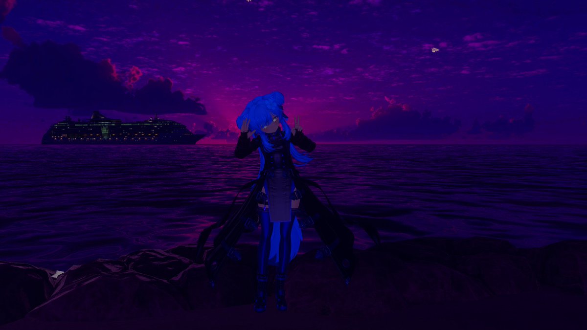 juniax_xd's tweet photo. Maybe night, maybe day, as two stars fall. How might a star differ from a shooting star, when things feel so pleasant here? #vrchat #game #avatar #night https://t.co/4C7S4Eyyu3