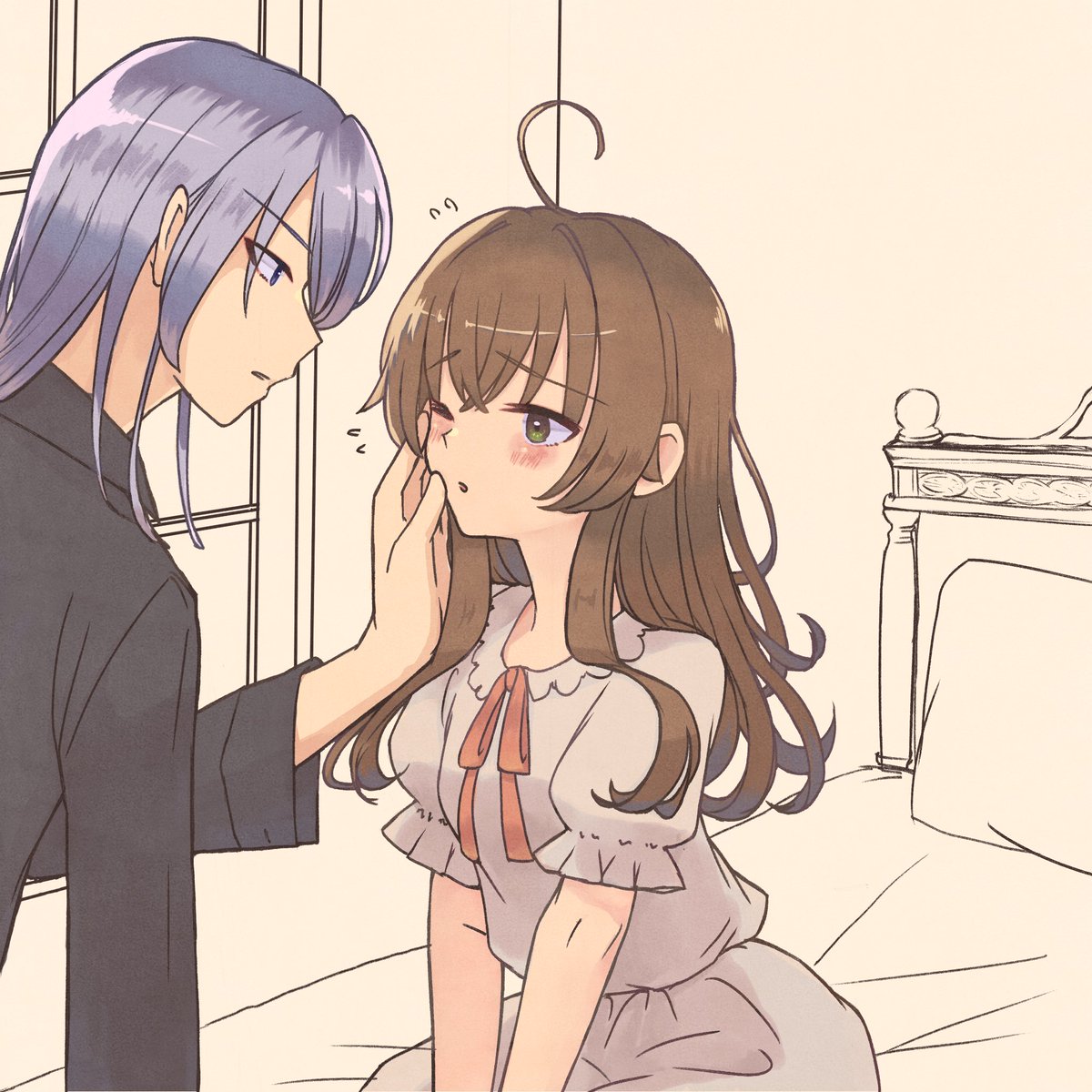 nyako2q's tweet photo. モニカお、はようございまひゅ
シリル:どうした、顔が真っ赤だぞ
モニカ:いえ、これは、その(昨日の夜のこと思い出しちゃった)
シリモニ https://t.co/aZkj0HNmAb