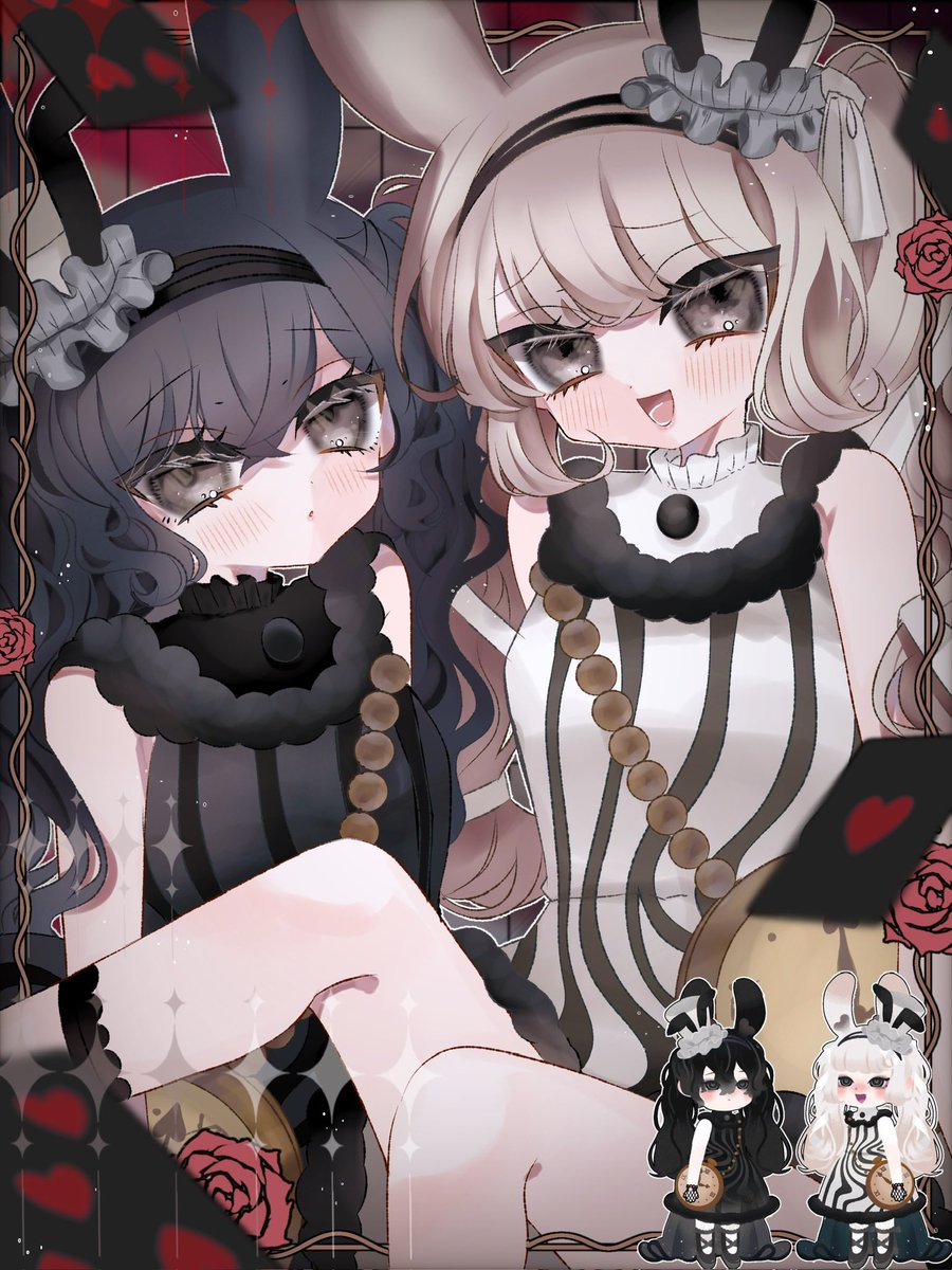 eri_Livly's tweet photo. ♠️︎黒ウサギと白ウサギ🤍

#リヴリーホムイラスト 
#リヴリーファンアート https://t.co/5QxlZcDfGu