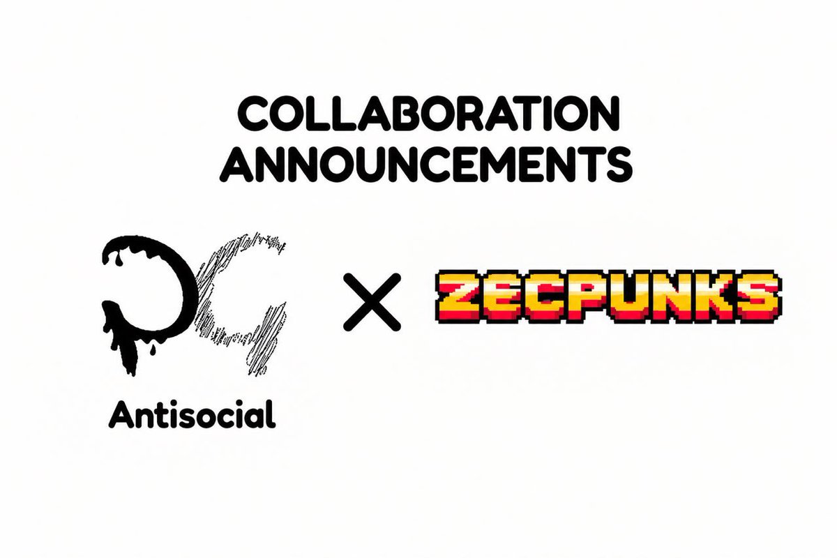 Antisocial_GG's tweet photo. We're Excited To Annouce Our Collaboration With @zecpunksnft 

🎟️ Collection Details:

– Chain: Zec 
– Supply: 1555
– Price: TBA
– Mint Date: TBA 

Raffle is live on our Discord 
Follow them and toggle on post notifications for more update on drop. https://t.co/pEf3tfzfaA