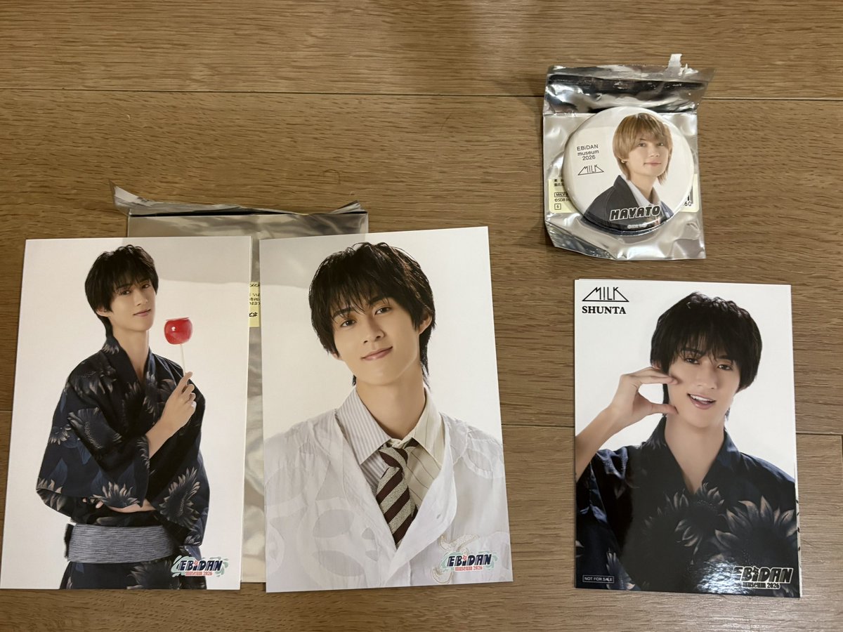fiveriver8989's tweet photo. EBiDAN museum 2026 エビミュ　交換

譲　後期　入場特典Bグループ　曽野
　　ポストカード　Bグル　曽野
　　缶バッチ　Bグル　佐野
　
求　同種　塩﨑

郵送または都内手渡し希望です。お気軽にお声がけください。 https://t.co/x0DNdsh8m3