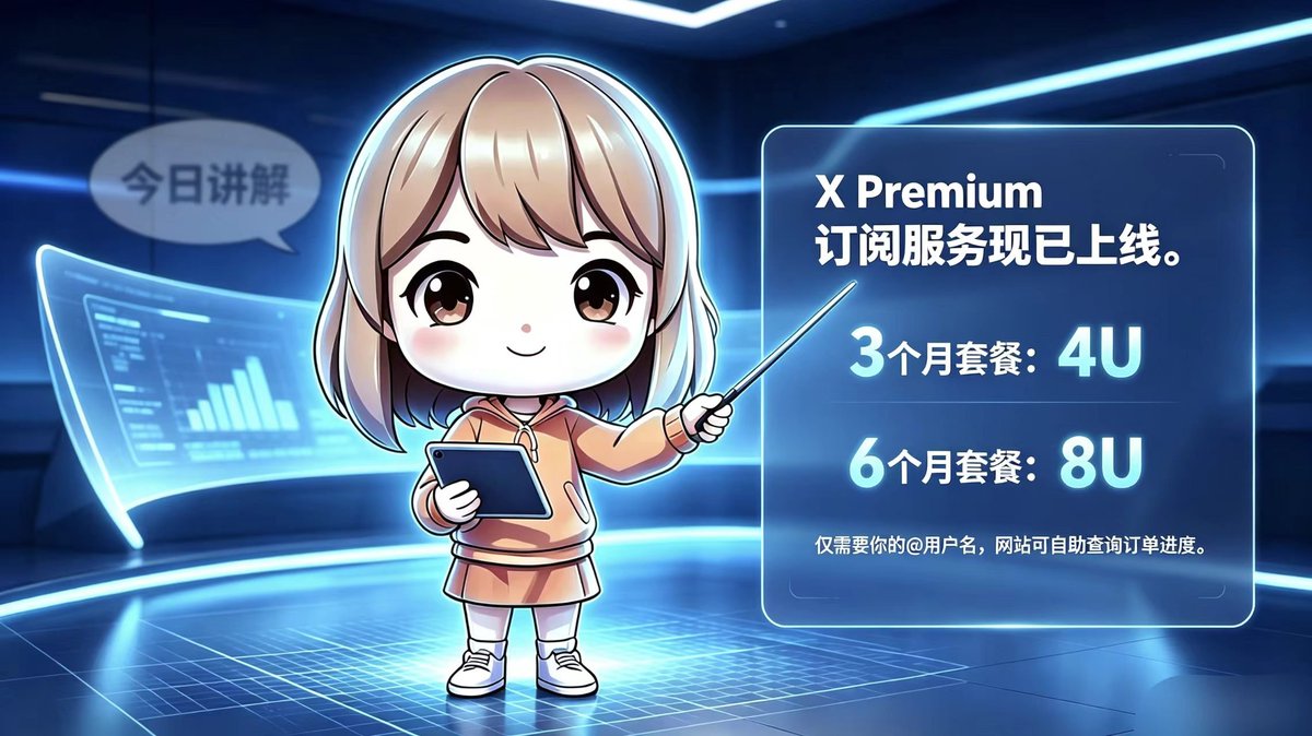 ChengTrend8's tweet photo. X Premium订阅服务现已上线。
3个月套餐：4U｜6个月套餐：8U
仅需要你的@用户名，网站可自助查询订单进度。
https://t.co/2A0Ff9cYfG… https://t.co/isxqcUCP9r