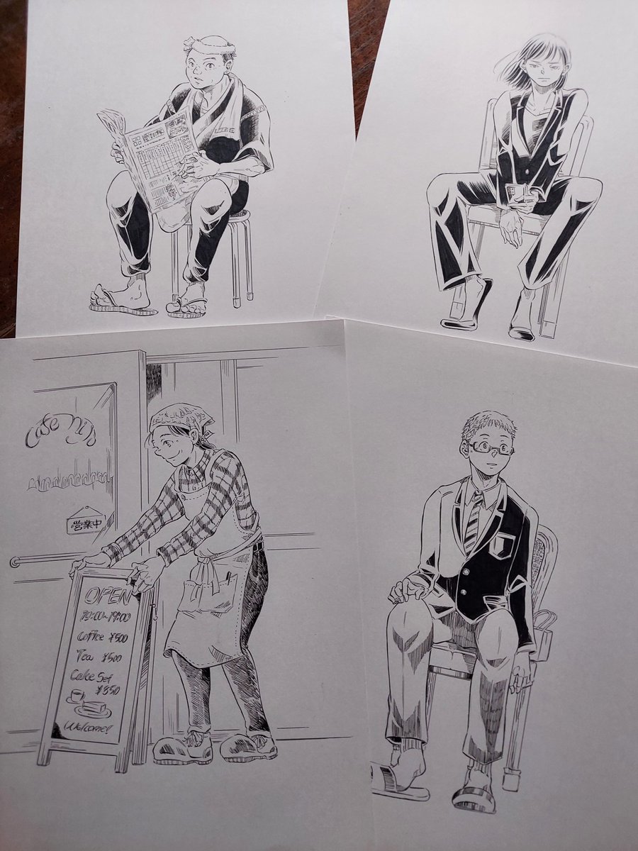 mirai_pipo's tweet photo. 劇団二畳さんの公演『江古田東口晴れのちサヨナラ』のチラシイラストを描かせていただきました。2026年10月29日〜11月4日、江古田のFOYER ekoda(ホワイエ江古田)さんでの短編公演。四方田さんの脚本は一人一人を丁寧に描いていて、どんな人なんだろうと想像しながら描くのも舞台を観るのも楽しみです。 https://t.co/tRESfgPC33