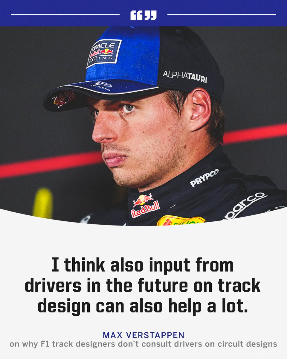 ESPNF1's tweet photo. Max Verstappen says F1 should consult drivers on new circuits 👀 https://t.co/EfB7Hnj59q
