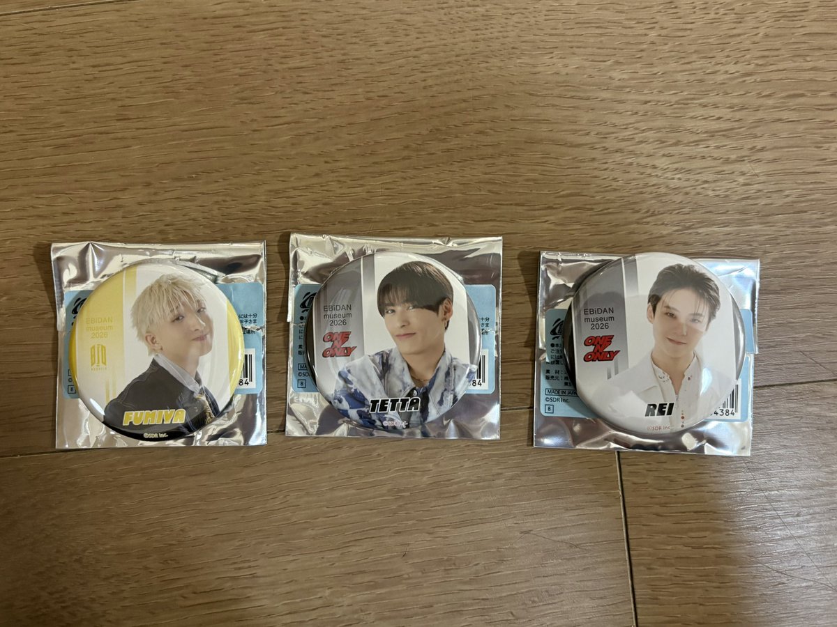 fiveriver8989's tweet photo. EBiDAN museum 2026 エビミュ　交換

譲　缶バッチ　Dグループ
　　FUMIYA（楓弥）
　　TETTA （哲汰）REI （玲）

求　同種　田中雅功

郵送または都内手渡し希望です。お気軽にお声がけください。 https://t.co/Q2ArV9FNld