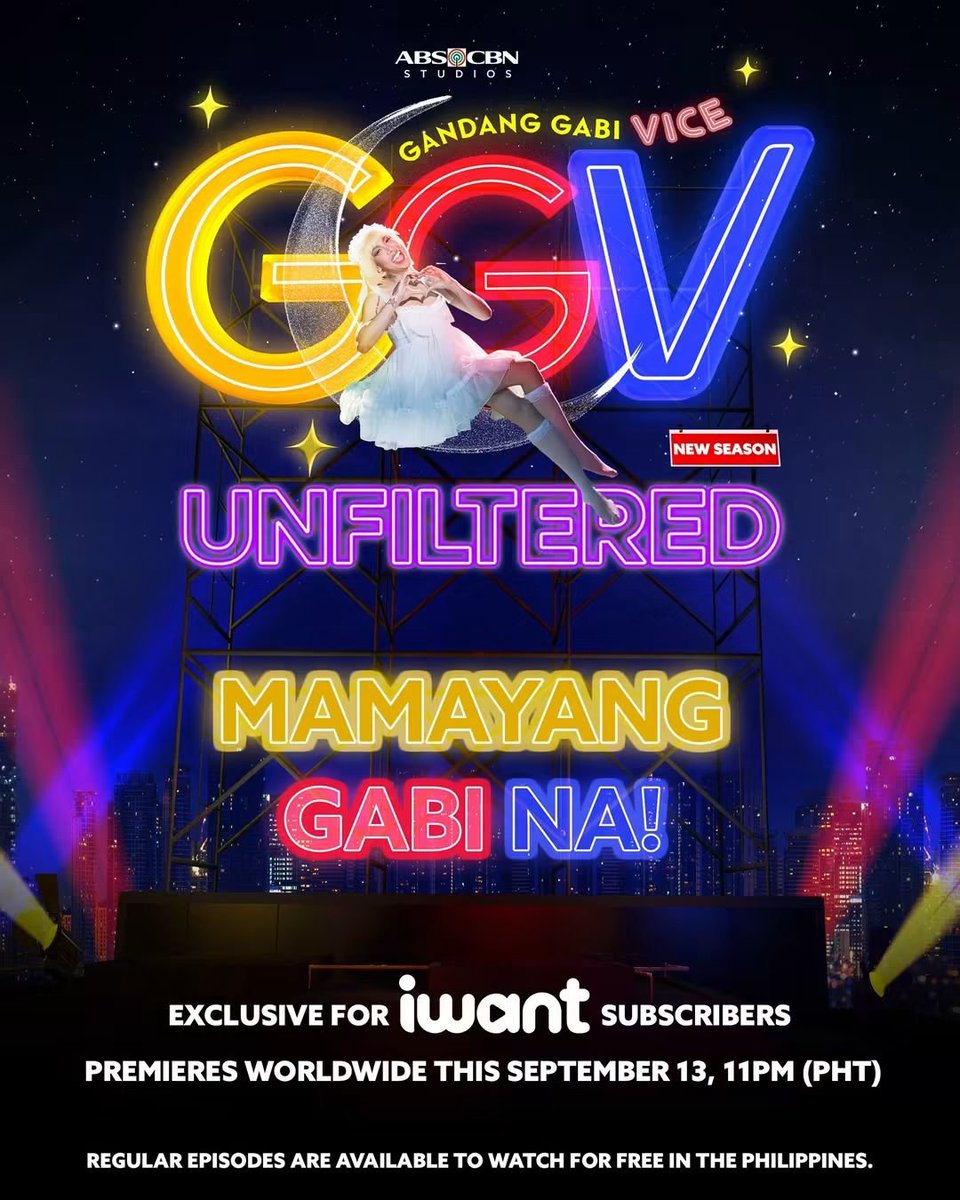 kanechoa's tweet photo. Tonight’s the night! 🌙✨ Get ready sa UNFILTERED &amp; UNKABOGABLE chikahan with Vice Ganda!
 
#GGVUnfiltered premieres worldwide exclusively on iWant this Sunday, September 13, at 11PM PHT! Regular episodes are available to watch for FREE in PH!
 
#GGV #iWantGGV #ViceGanda https://t.co/k7BCjyp5C5