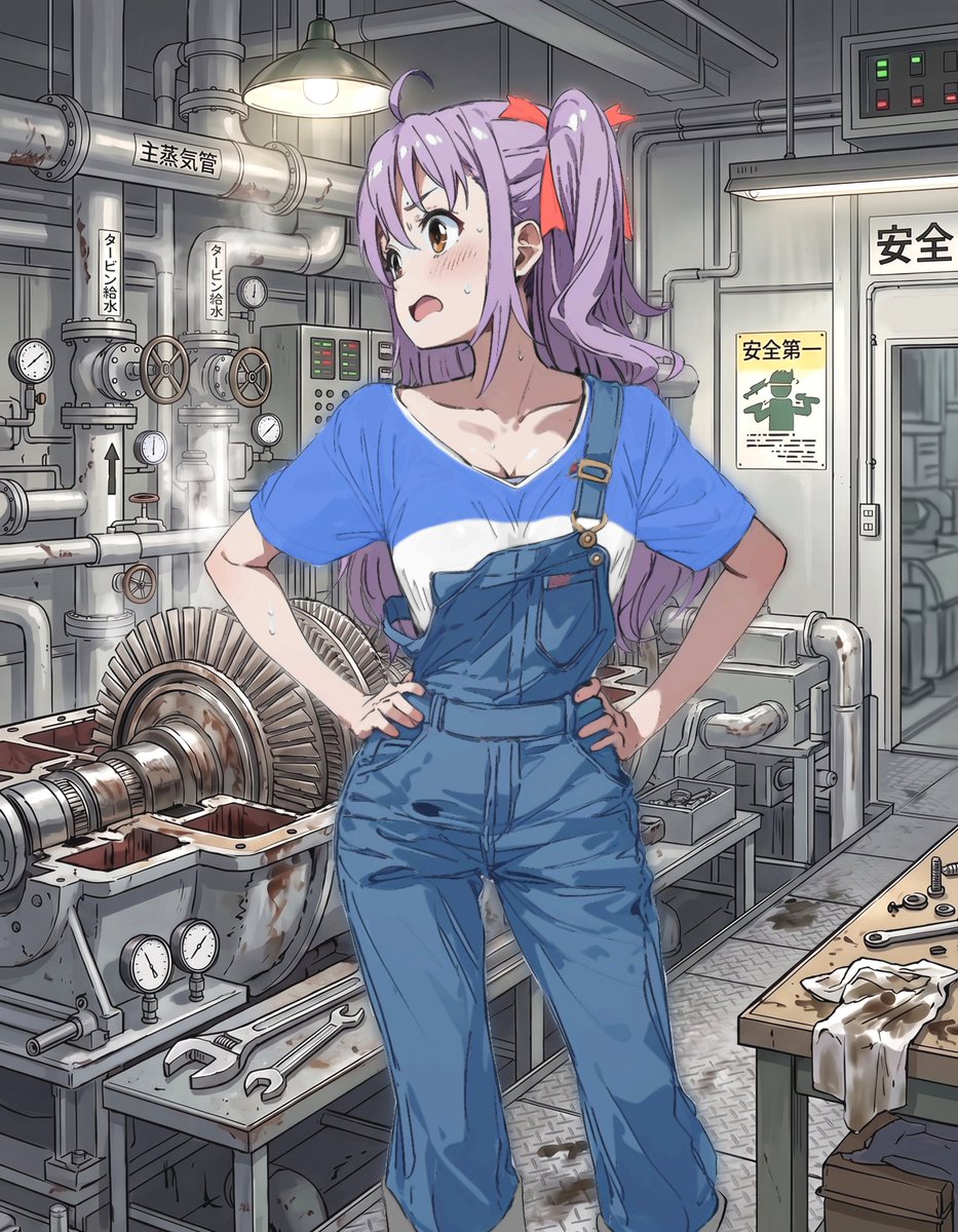 rasucal2's tweet photo. ルナちゃん😕
「機関長っ！、
　ブレード1枚ヒビ入ってるぅ。どうするぅ？」

＃はいふり10周年 #駿河留奈 https://t.co/WMl4kpMiJF