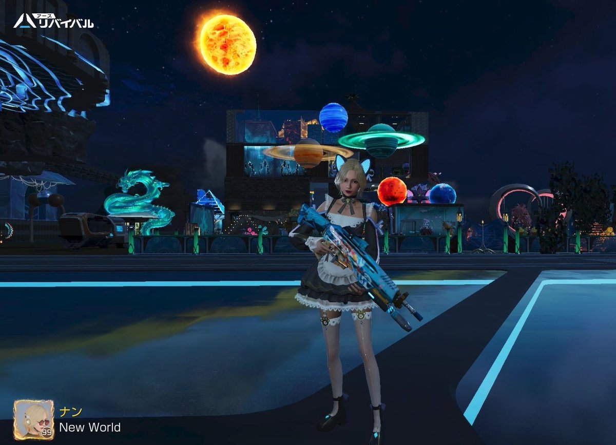 Myri6Ht's tweet photo. シェルターに小宇宙も作ってもらいました^_^  
重力すごいのか首が曲がったままですw    建築さっぱりわからん勢
#アスリバ　#アースリバイバル https://t.co/Bm5k7UCWYY