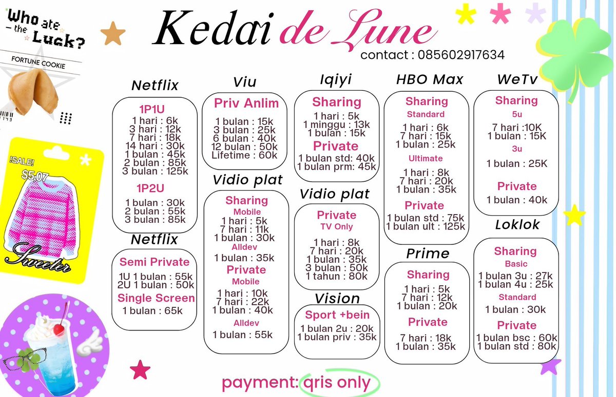 kedaidelune's tweet photo. READY YUK APK PREMIUM MURAH BERGARANSI 3K TESTI
💌 https://t.co/ylbAt237KH

n3tflix, viyu, ms365, gipiti, pr1me, dll

amanah, terpercaya, full garansi
#zonauang https://t.co/GWYoEclQPr