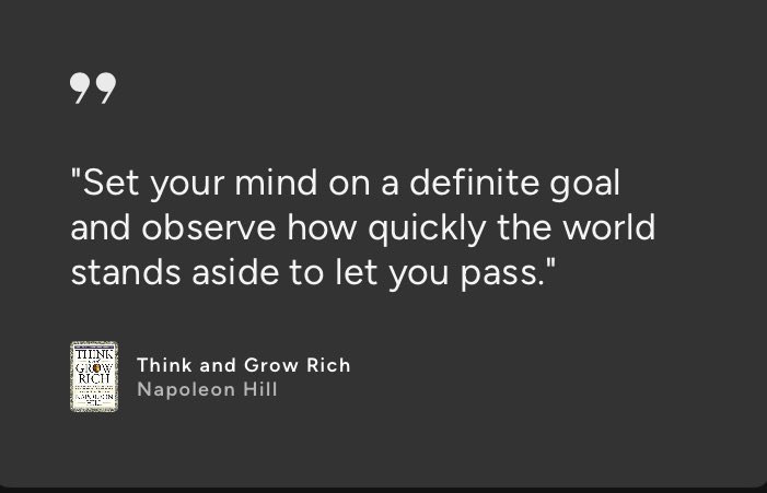 johndschubert1's tweet photo. “Set your mind on a definite goal and observe how quickly the world stands aside to let you pass.”

Napoleon Hill. https://t.co/khgvs8IdBK