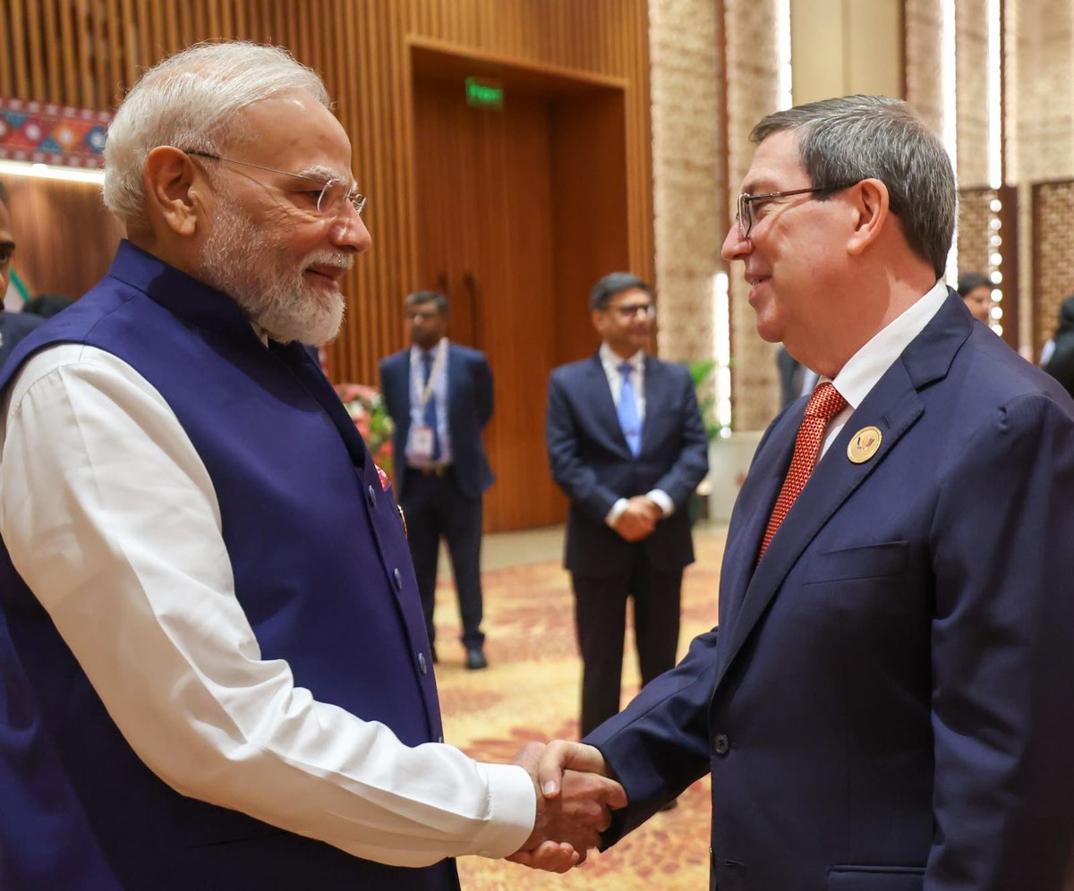 narendramodi's tweet photo. BRICS Summit related interactions continue at Bharat Mandapam. https://t.co/Hq3Q6xjvuN