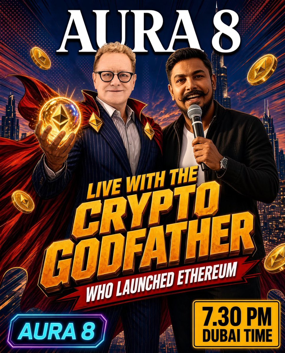CryptoniteUae's tweet photo. AURA 8: Live with the Crypto Godfather, Michael Terpin!

​As he puts it: "Michael Terpin has been at the front lines of the epic changes in the Bitcoin and crypto world since the earliest days."

​Tune in at 7:30 PM Dubai time as our Host @vaibhavvali  sits down with the pioneer @michaelterpin who helped launch Ethereum.

Supported by - @BitAngels , @offchainglobal  @Crypt0Mondays , @Ecoxdubai

 #Crypto #Ethereum #AURA8 #Web3 @TransformPR
