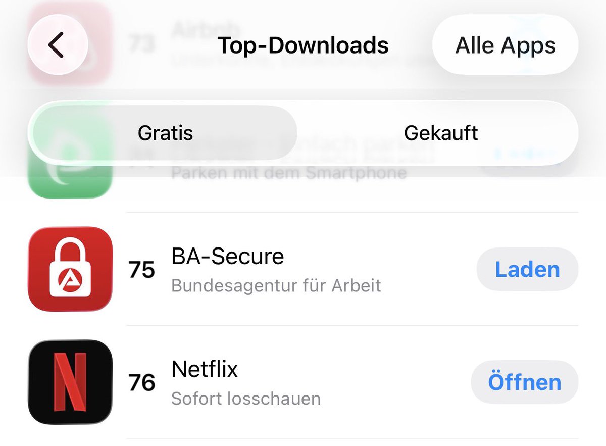 robvegas's tweet photo. Vergesst offizielle Arbeitslosenzahlen für Deutschland. 

Es kann nicht gut sein, wenn die sichere Login-App der Bundesagentur für Arbeit vor Netflix steht… https://t.co/GK2e2tFzAs
