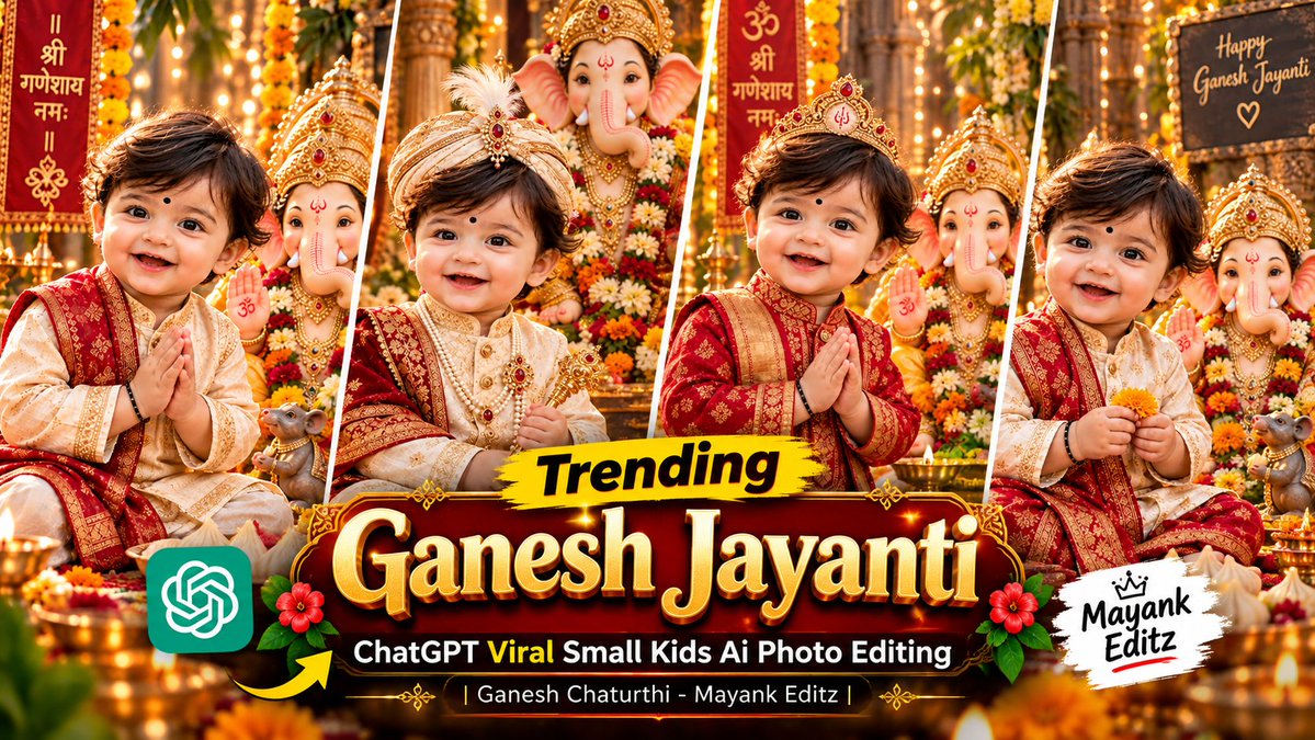 Mayankbhasker2's tweet photo. Trending Ganesh Jayanti ChatGPT Viral Small Kids Ai Photo Editing | Gane... https://t.co/v9EcNSENFf via @YouTube https://t.co/cpLmxluLvR