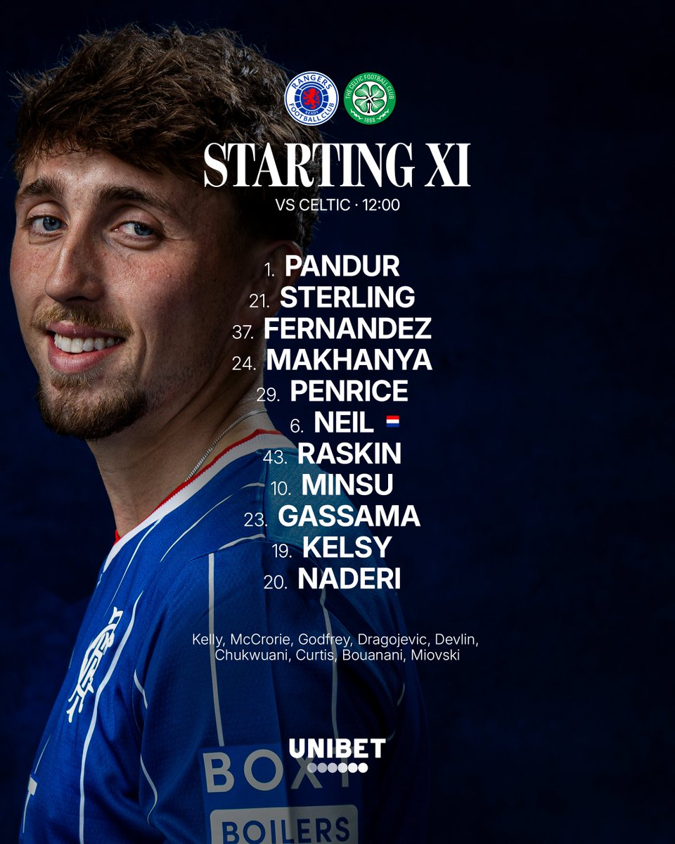 RangersFC's tweet photo. 💙 Our Starting XI at Ibrox.

📋 Team News | https://t.co/8EWpveSBva https://t.co/I1M5ats4H9