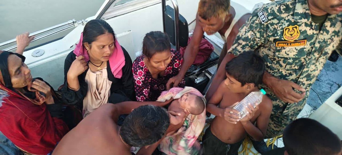 BSF_India's tweet photo. BSF RESCUES 10 BANGLADESHI NATIONALS FROM DROWNING IN RIVER GANGA

In a swift and courageous rescue operation, alert troops of 71 Battalion BSF, Malda Sector, saved the lives of 10 Bangladeshi nationals, including three children, three women and four men, after their boat capsized in the strong currents of the River Ganga. Among those rescued was a 30-day-old infant in critical condition, who was provided immediate first aid and rushed to the nearest government hospital. The infant is now reported to be stable and in normal condition.

The incident occurred on the evening of 12 September 2026, when BSF personnel deployed near Border out Post Khandua noticed several persons struggling in the strong river current and at risk of drowning. Sensing the gravity of the situation, the troops immediately launched a rescue operation and rushed to the spot in a speed boat.

After sustained and determined rescue efforts, BSF personnel successfully rescued all 10 persons from the river and brought them to safety.

The rescued persons told BSF that they are residents of Joharpur village, Bangladesh, and were travelling from Chapai Nawabganj to Joharpur. While crossing the Padma (Ganga) River, their boat suddenly capsized, throwing all the occupants into the river. Owing to the strong current, they were swept towards the Indian side.

 BSF safely handed over all 10 Bangladeshi nationals to the troops of 53 Border Guard Bangladesh (BGB) after completion of all necessary formalities.