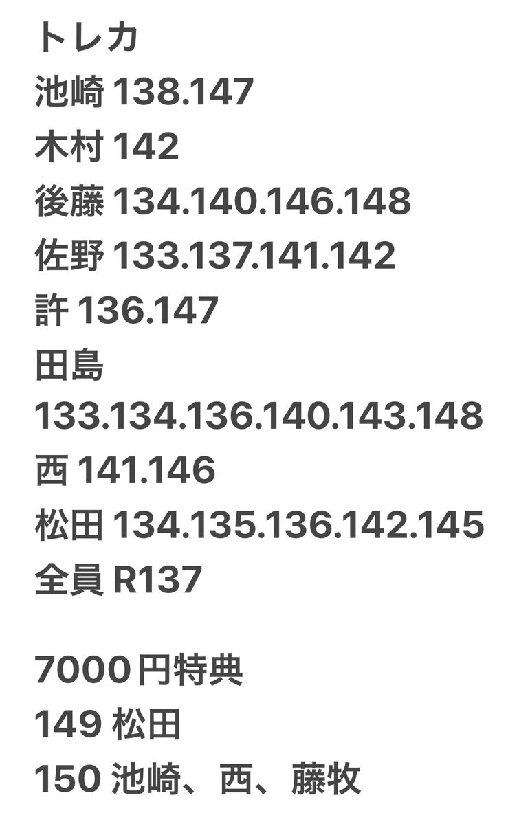pz_w4c's tweet photo. INI CITY OF LIGHTS 交換 トレカ 缶バッチ 7000円トレカ

【譲】画像1.2枚目

【求】画像3.4枚目 
絵文字が無いもの
缶バッチ買取
149尾崎激求(異種可能🙆‍♀️)
n:1⭕️
郵送or京セラ手渡しor19日午前中渋谷手渡し
(郵送の場合19日以降〜発送可能です)
お気軽にお声掛けください✨

 #INI #INI交換 https://t.co/UdM27k5zEQ