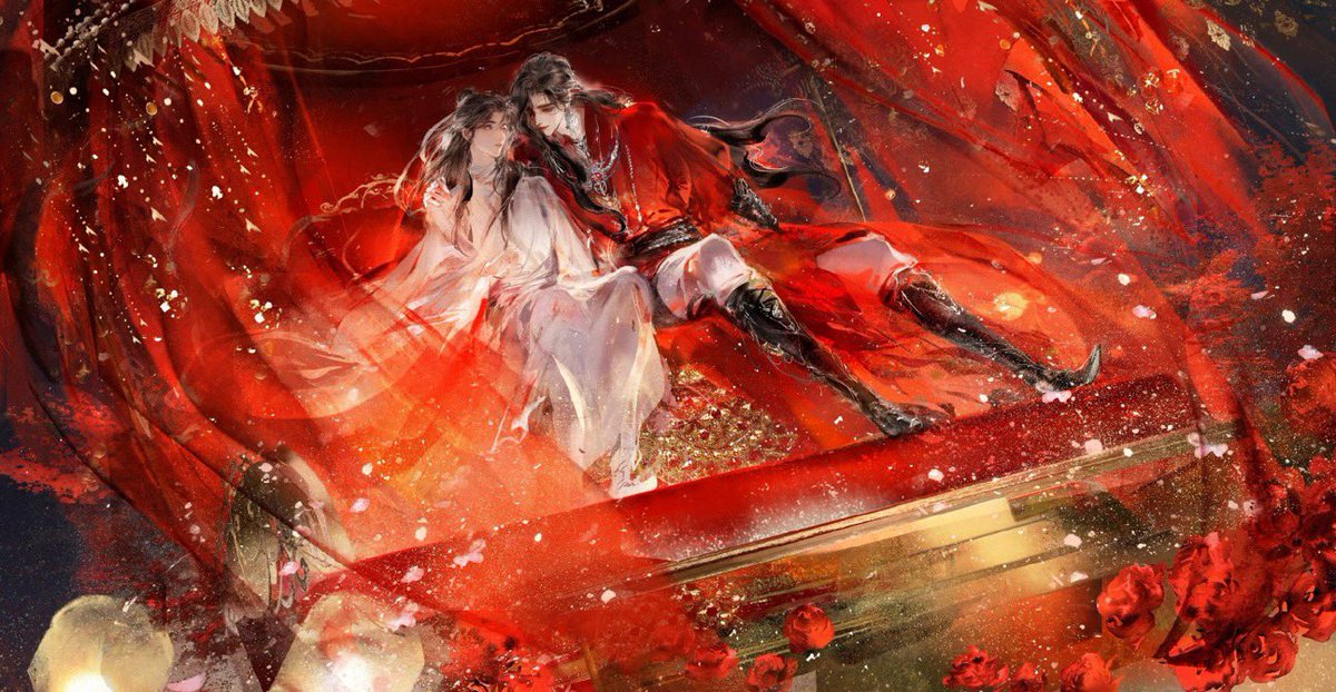 Loq1b1's tweet photo. I love Hua Cheng and Xie Lian because their love story is deeply moving, but also because the two of them simply look so beautiful together. https://t.co/iZo1jCdZiL