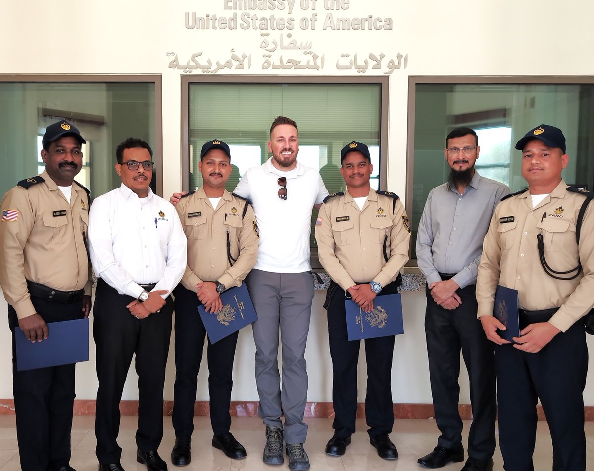 zard_security's tweet photo. Proud moment for our team ๐ The U.S. Embassy's Regional Security Office recognized several Zard Security officers for professionalism and dedication on post. Well earned. ๐บ๐ธ
#ZardSecurity #GuardOfTheMonth #USEmbassyDoha #QatarSecurity https://t.co/JjLkMydGiO