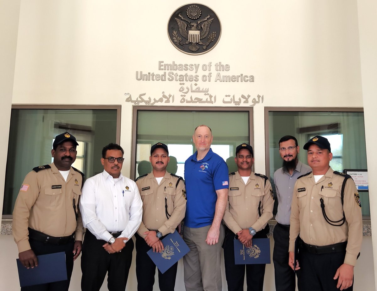 zard_security's tweet photo. Proud moment for our team ๐ The U.S. Embassy's Regional Security Office recognized several Zard Security officers for professionalism and dedication on post. Well earned. ๐บ๐ธ
#ZardSecurity #GuardOfTheMonth #USEmbassyDoha #QatarSecurity https://t.co/JjLkMydGiO