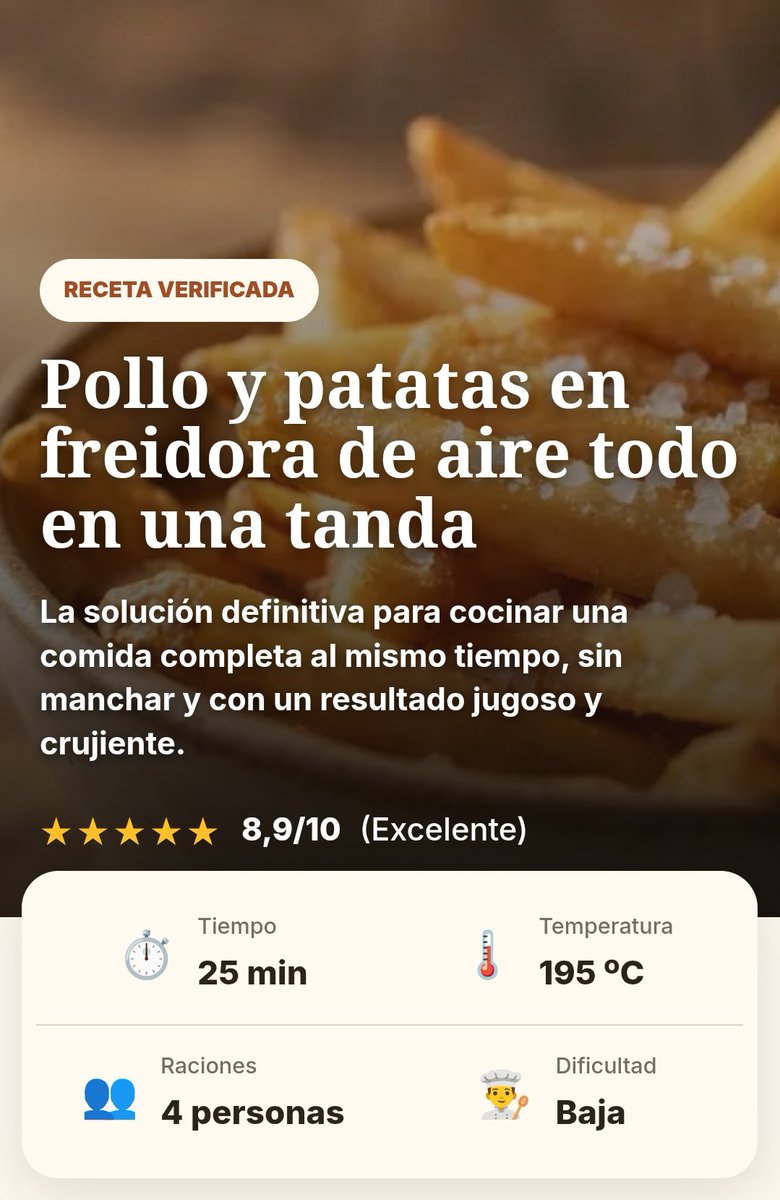 recetairfryer's tweet photo. 🍗 POLLO Y PATATAS EN FREIDORA DE AIRE

Jugoso, dorado y con patatas crujientes. ¡Todo en una tanda!

👉 RECETA:
https://t.co/WbcIUzS443 https://t.co/AexmJWhs21