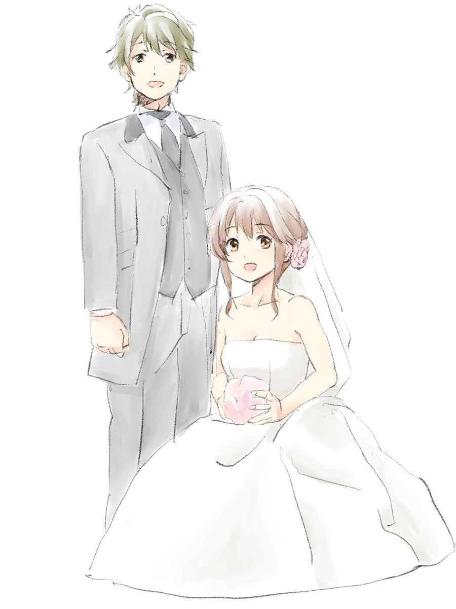 rainennonatsu20's tweet photo. 最��楽章で終了にしない方法は、その後のみんなを考えるしかないので、久美子と秀一の結婚写真を描きました https://t.co/IXCYcEvbxC