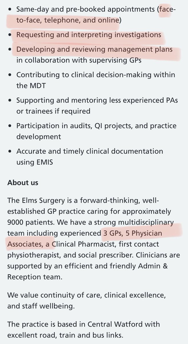 medicalmodelbri's tweet photo. Another advert from the Elms Medical Practice in Watford 

This will be the 6th PA , they’ll be ‘supervised’ by 3 GPs to assess and manage undifferentiated patients 

https://t.co/wAsbLeOFxT https://t.co/k7LtjEVyIY
