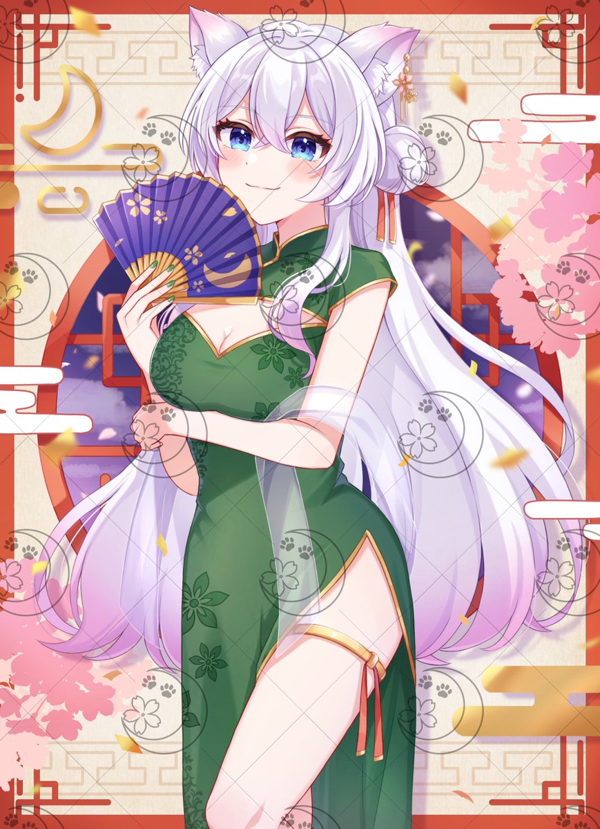 yoizakura_tsuki's tweet photo. ハーフアニバーサリーの一枚絵🌙
みなさまのおかげで無事にお披露目する事が出来ました✨✨
ありがとうございます🌸🐾 https://t.co/VQn07OueQv