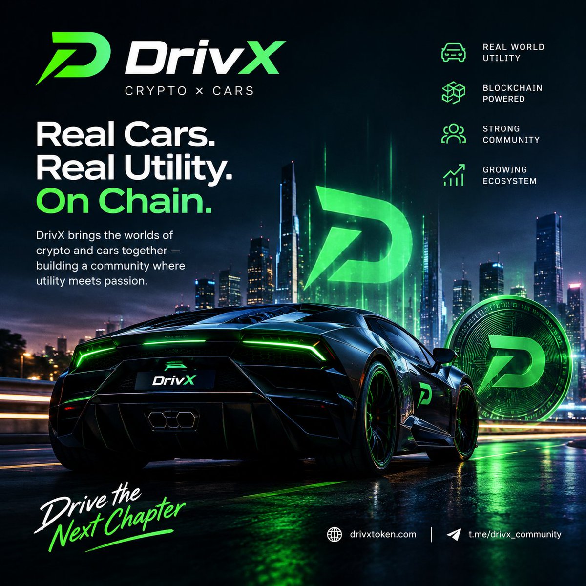 Bigj1660847's tweet photo. Crypto and cars are two worlds built around innovation, speed, and community.
DrivX is bringing them together with real utility and an ecosystem built for the next chapter.
#DrivX #Crypto #Cars #Web3 https://t.co/zAlevMAJV5