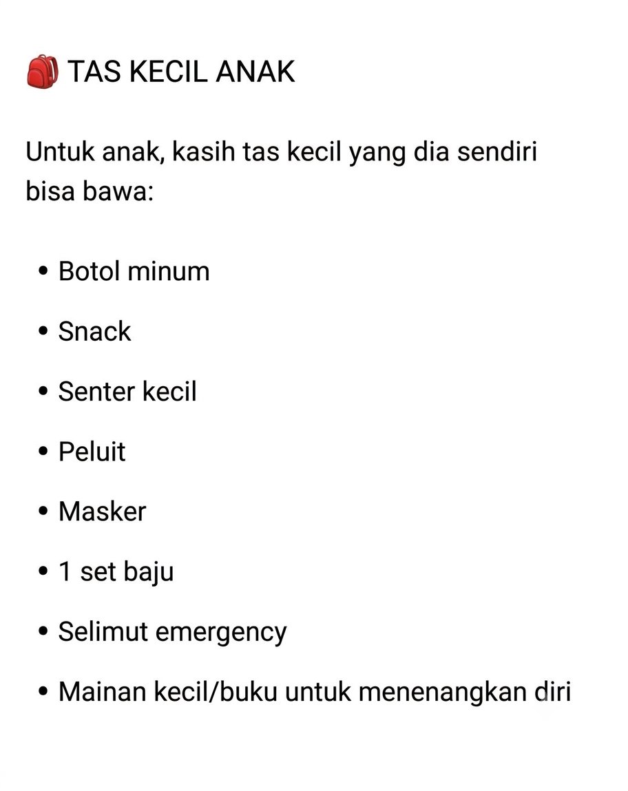 vleurszi's tweet photo. Sudah saatnya siapin emergency bag, tapi … jangan langsung masukin semua barang ke tas ya😭

Yang penting bukan tasnya penuh, tapi isinya memang kepake saat harus evakuasi.

Ini basic checklist yang menurutku wajib dicek, terutama kalo ada anggota keluarga anak-anak

Lanjut https://t.co/YpaXrAHzqG